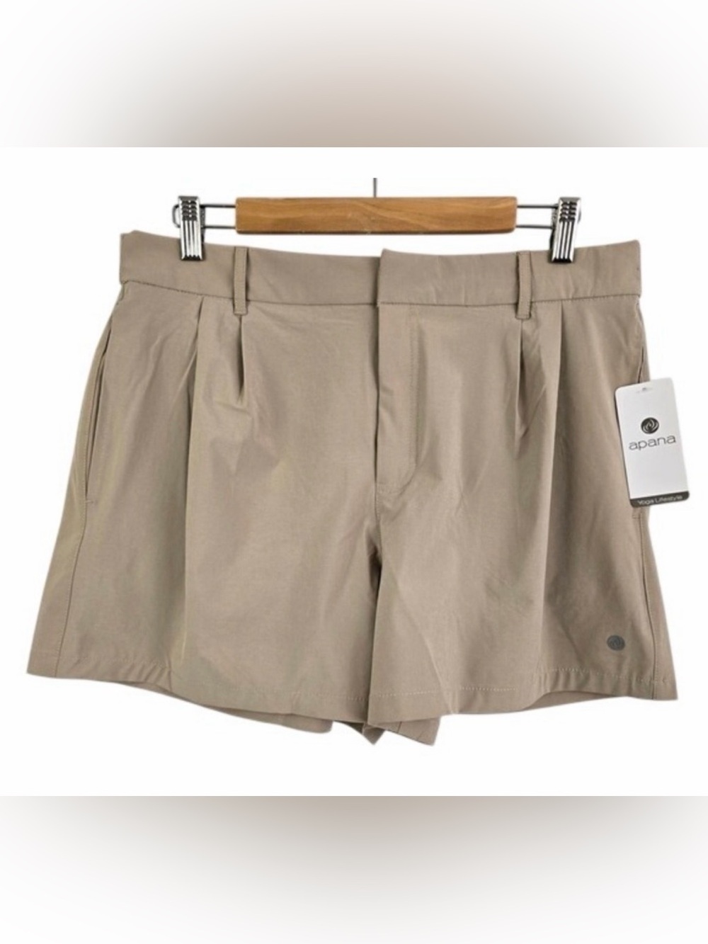 Apana Tan Pleated Stretch Fabric Women's Shorts NWT